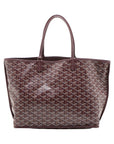 Pre-Loved Anjou Tote Goyardine Chevron Coated Canvas PM with Silver Hardware, Burgundy