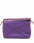 Pre-Loved Puzzle Crossbody Bag Leather Mini with Silver Hardware, Purple