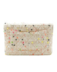 Pre-Loved Wallet on Chain Crossbody Bag Quilted Tweed with Gold Hardware, Beige Multicolor