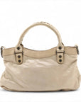 Pre-Loved First Handbag Leather Small with Aged Black Hardware, Beige