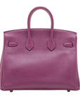 Pre-Loved Birkin Handbag Leather 25 with Gold Hardware, Purple