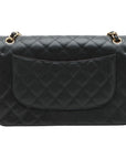 Pre-Loved Classic Double Flap Shoulder Bag Quilted Leather Jumbo with Gold Hardware, Black