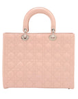 Pre-Loved Lady Dior Handbag Cannage Patent Leather Large with Silver Hardware, Pink