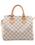 Pre-Loved Speedy Handbag Damier Coated Canvas 25 with Gold Hardware, Cream