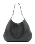 Pre-Loved Web Hobo Shoulder Bag Leather with Gold Hardware, Black