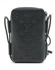 Pre-Loved Phone Pouch Crossbody Bag Monogram Leather with Black Hardware, Black