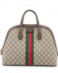 Pre-Loved Ophidia Handbag Monogram Coated Canvas Medium with Gold Hardware, Beige/Ebony