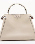 Pre-Loved Peekaboo Iconic Selleria Handbag Leather Small with Silver Hardware, Ivory