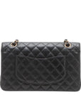 Pre-Loved Classic Double Flap Shoulder Bag Quilted Leather Medium with Gold Hardware, Black