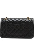 Pre-Loved Classic Double Flap Shoulder Bag Quilted Leather Medium with Gold Hardware, Black
