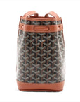 Pre-Loved Petit Flot Bucket Bag Goyardine Coated Canvas Mini with Silver Hardware, Black/Tan