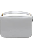 Pre-Loved Stirrup Flap Bag Shoulder Bag Leather Small with Gold Hardware, Light Gray