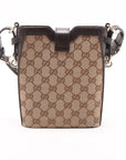 Pre-Loved Jackie Crossbody Bag Monogram Coated Canvas Mini with Gold Hardware, Beige Brown