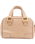 Pre-Loved Amazona Handbag Leather Mini with Gold Hardware, Metallic Beige