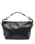 Pre-Loved Shoulder Bag Black Leather with Silver Hardware, Black