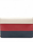 Pre-Loved Queen Margaret Wallet on Chain Crossbody Bag Leather Mini with Aged Gold Hardware, White, Red, and Navy Blue