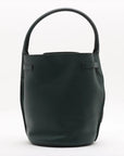 Pre-Loved Big Bag Bucket Bucket Bag Leather Nano with Silver Hardware, Dark Green