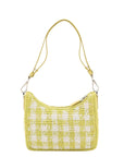 Pre-Loved Re-Edition 2005 Shoulder Bag Crochet Raffia Gingham Mini with Silver Hardware, Yellow and White