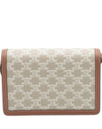 Pre-Loved Triomphe Wallet on Chain Crossbody Bag Triomphe Canvas with Gold Hardware, Beige and Tan