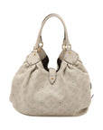 Pre-Loved Mahina XL Shoulder Bag Monogram Leather XL with Gold Hardware, Off-White