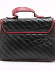 Pre-Loved GG Marmont Top Handle Handbag Quilted Leather Small with Aged Gold Hardware, Black