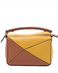 Pre-Loved Puzzle Handbag Leather Mini with Gold Hardware, Yellow, Tan, Cream