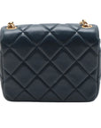 Pre-Loved Matelassé Mini Flap Crossbody Bag Quilted Leather Mini with Aged Gold Hardware, Navy