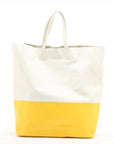 Pre-Loved Cabas Bi-Cabas Vertical Tote Leather with Gold Hardware, White and Yellow