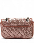 Pre-Loved GG Marmont Shoulder Bag Quilted Sequins Mini with Silver Hardware, Pink