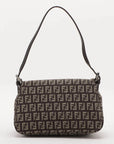 Pre-Loved Mamma Baguette Shoulder Bag Zucchino Coated Canvas with Silver Hardware, Brown