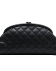 Pre-Loved Timeless Clutch Quilted Leather with Silver Hardware, Black