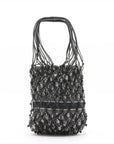 Pre-Loved Oblique Net Tote Tote Oblique Coated Canvas with Gold Hardware, Navy Blue and Beige