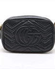 Pre-Loved GG Marmont Matelassé Crossbody Bag Quilted Leather Mini with Aged Gold Hardware, Black