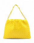Pre-Loved Intrecciato Bulb Shoulder Bag Intrecciato Leather Small with Gold Hardware, Yellow