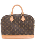 Pre-Loved Alma Handbag Monogram Coated Canvas PM with Gold Hardware, Brown