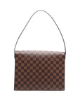 Pre-Loved Tribeca Shoulder Bag Damier Coated Canvas with Gold Hardware, Brown