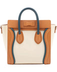 Pre-Loved Luggage Handbag Leather Nano with Silver Hardware, Cream Multicolor