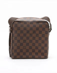 Pre-Loved Olav Crossbody Bag Damier Coated Canvas PM with Gold Hardware, Brown