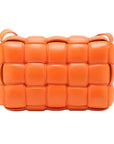 Pre-Loved Padded Cassette Crossbody Bag Intrecciato Leather with Gold Hardware, Orange