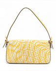 Pre-Loved Baguette Shoulder Bag FF Vertigo Coated Canvas with Gold Hardware, Yellow and White