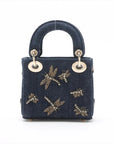Pre-Loved Lady Dior Handbag Denim Mini with Gold Hardware, Blue