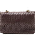 Pre-Loved Olimpia Crossbody Bag Intrecciato Leather Baby with Aged Gold Hardware, Burgundy