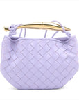 Pre-Loved Sardine Crossbody Bag Intrecciato Leather Mini with Gold Hardware, Lilac