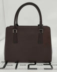 Pre-Loved Tote Leather with Silver Hardware, Dark Brown