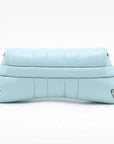 Pre-Loved Horsebit Chain Shoulder Bag Quilted Leather Small with Silver Hardware, Light Blue