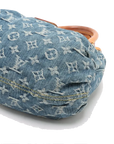Pre-Loved Pleaty Handbag Monogram Denim Small with Gold Hardware, Blue