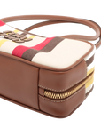 Pre-Loved Bowling Bag Handbag Striped Canvas Small with Gold Hardware, Beige Multicolor
