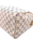 Pre-Loved Speedy Handbag Damier Coated Canvas 25 with Gold Hardware, Cream