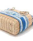 Pre-Loved Lady Dior Handbag Wicker Oblique Medium with Gold Hardware, Natural Beige and Blue