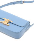 Pre-Loved Triomphe Shoulder Bag Leather Small with Gold Hardware, Light Blue